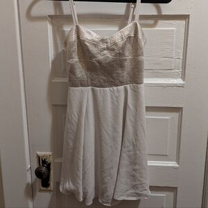 Express White Metallic Bodice Dress